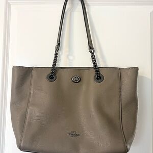 [Coach] Gray Leather Tote Bag
